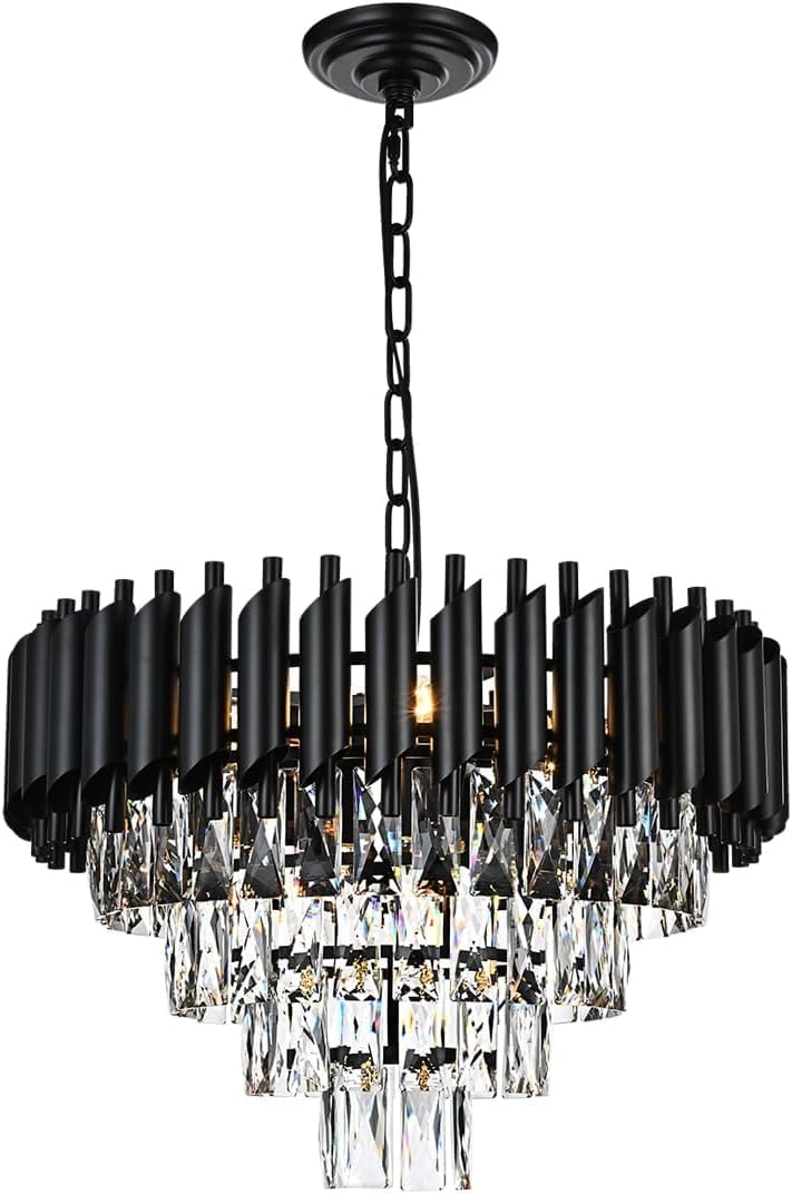 Crystal Chandelier Lights, 4 Tiers Luxury Pendant Ceiling Light, 19.7" Crystal Chandeliers