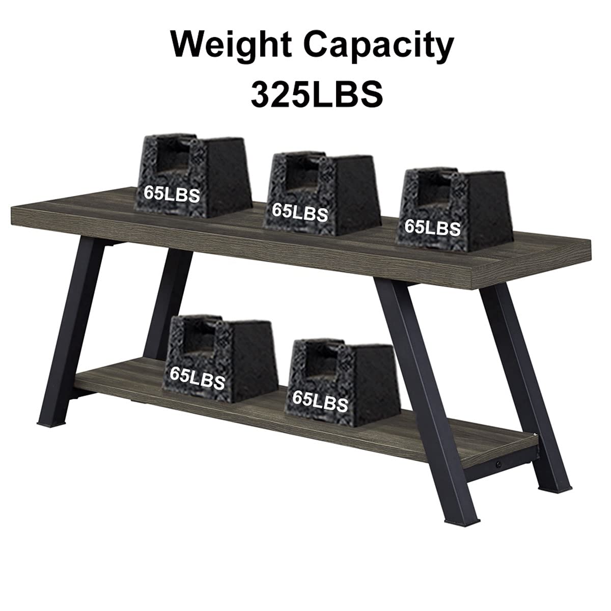 Storage Bench, Industrial Indoor Entryway Bench, Wood Metal Hallway Accent Bench