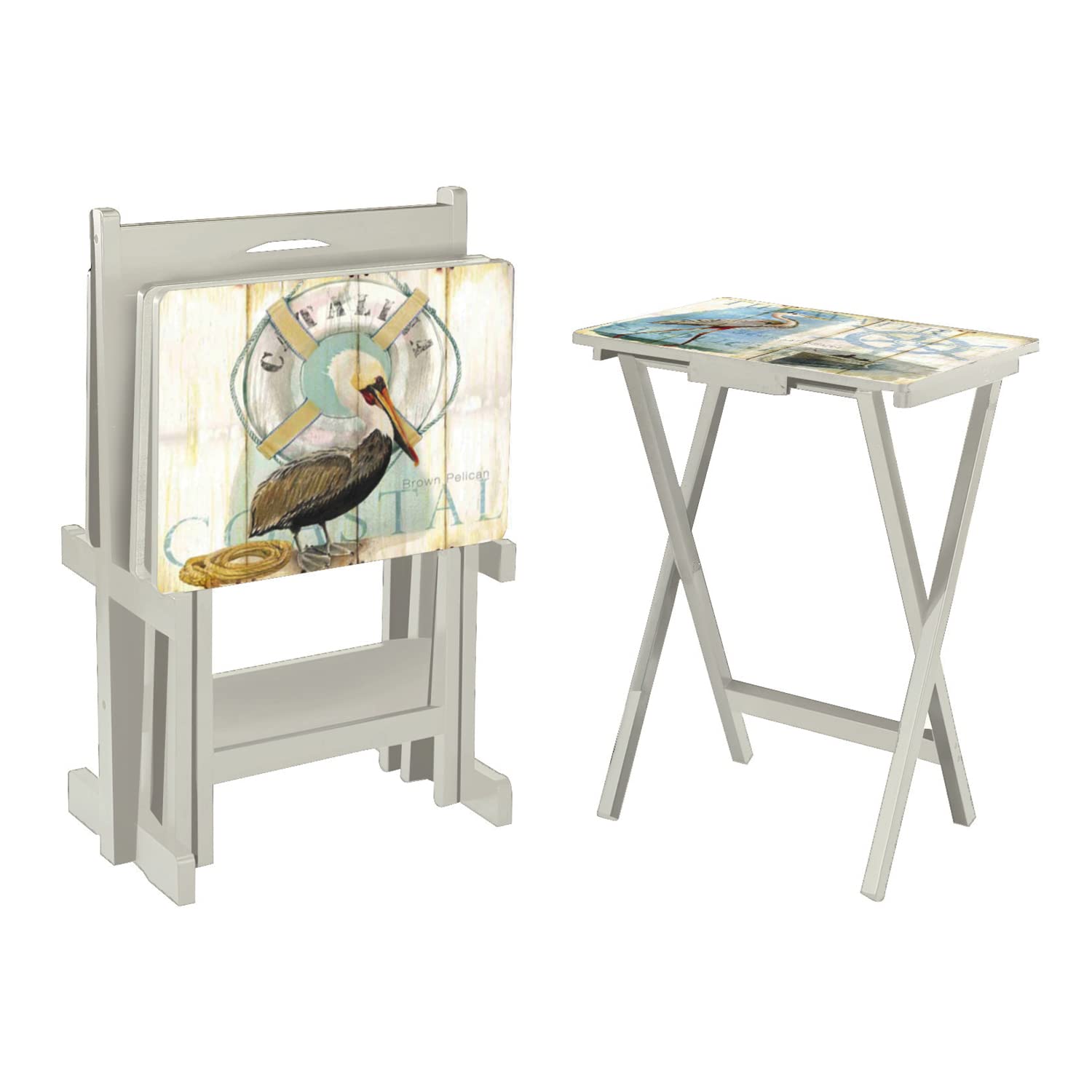 Coastal Bird Folding TV Tray Tables - Shorebird-Themed Design, Perfect