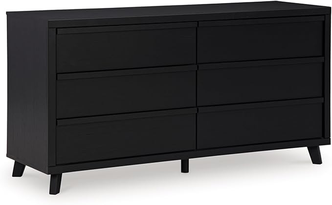 Danziar Modern 6 Drawer Dresser with Safety Stop for Bedroom, Black