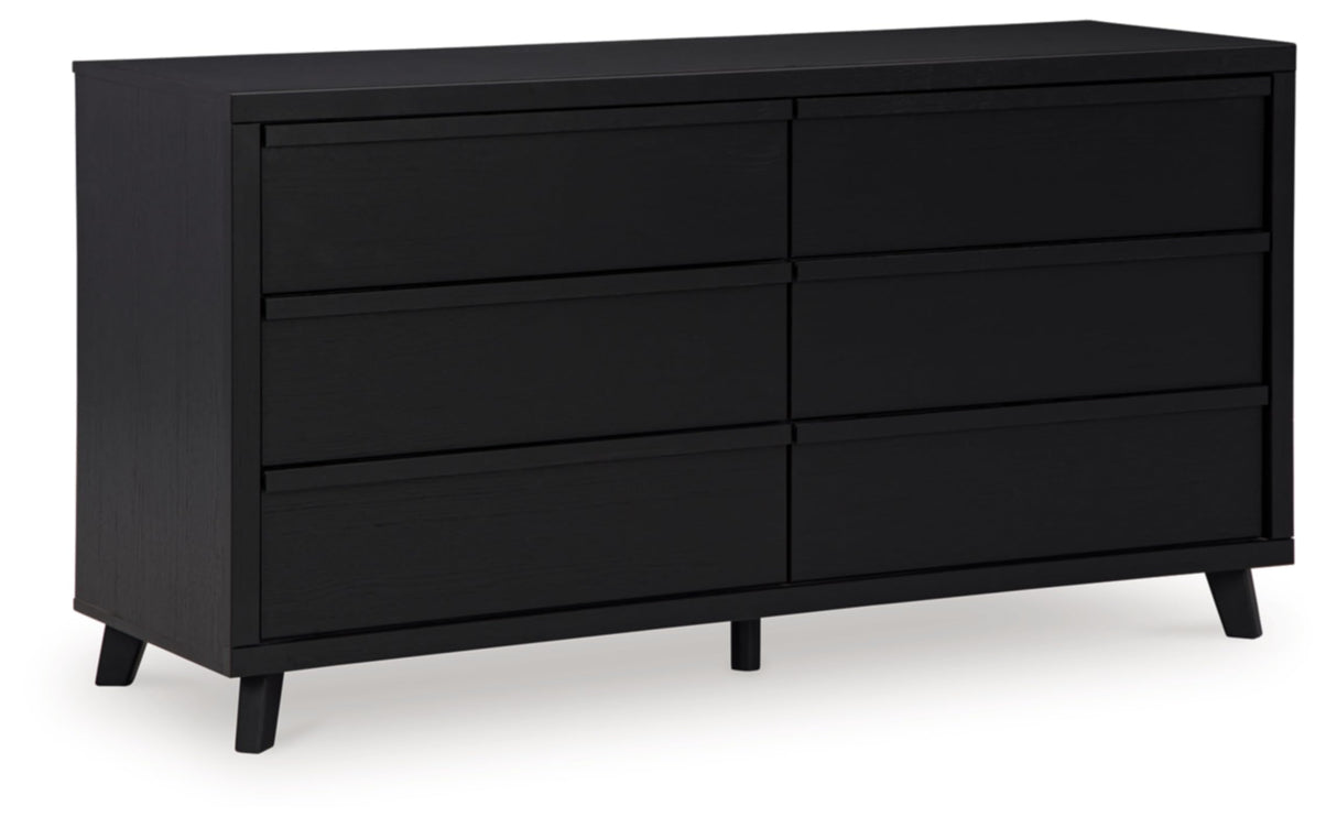Danziar Modern 6 Drawer Dresser with Safety Stop for Bedroom, Black