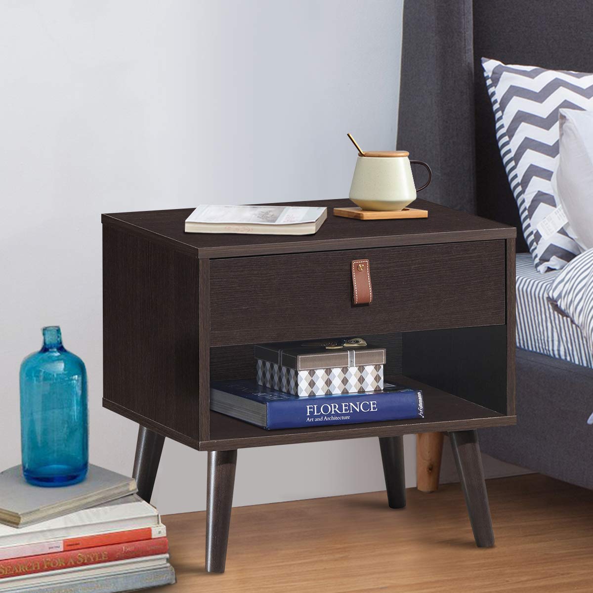 Drawer Storage Nightstand Bedside Cabinet Furniture