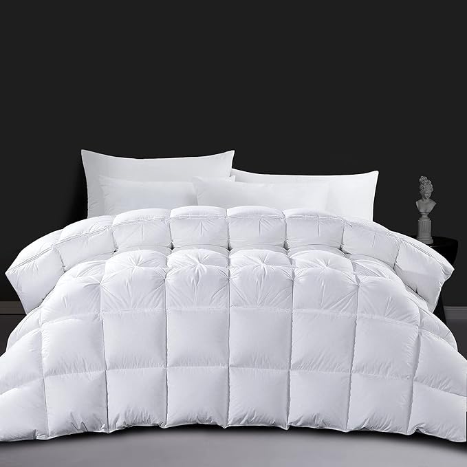 Down Comforter Yellow Oversized Queen Size,100% Soft Cotton 500 GSM Fill Power