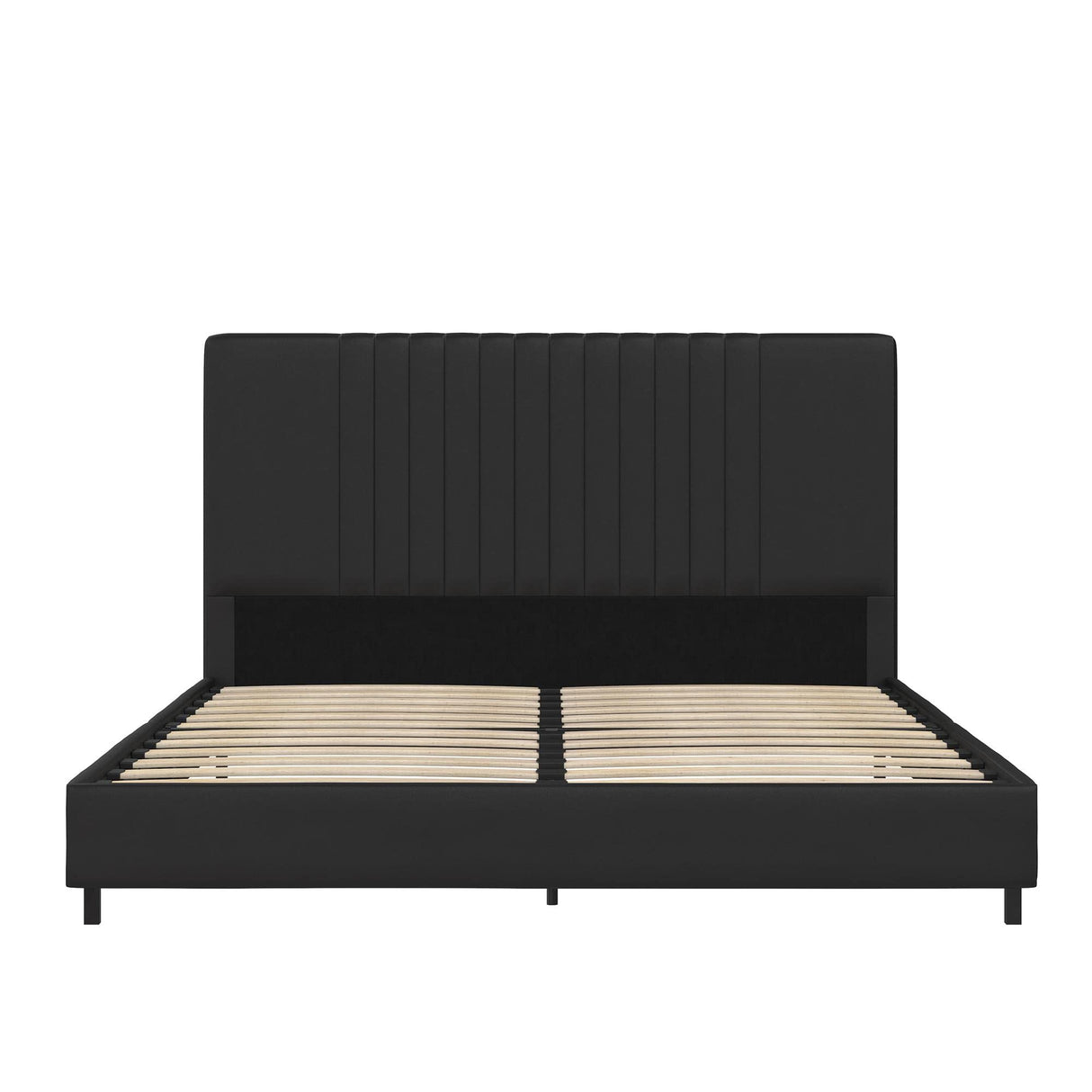 Rio Faux Leather Upholstered Platform Bed with Tufted Headboard