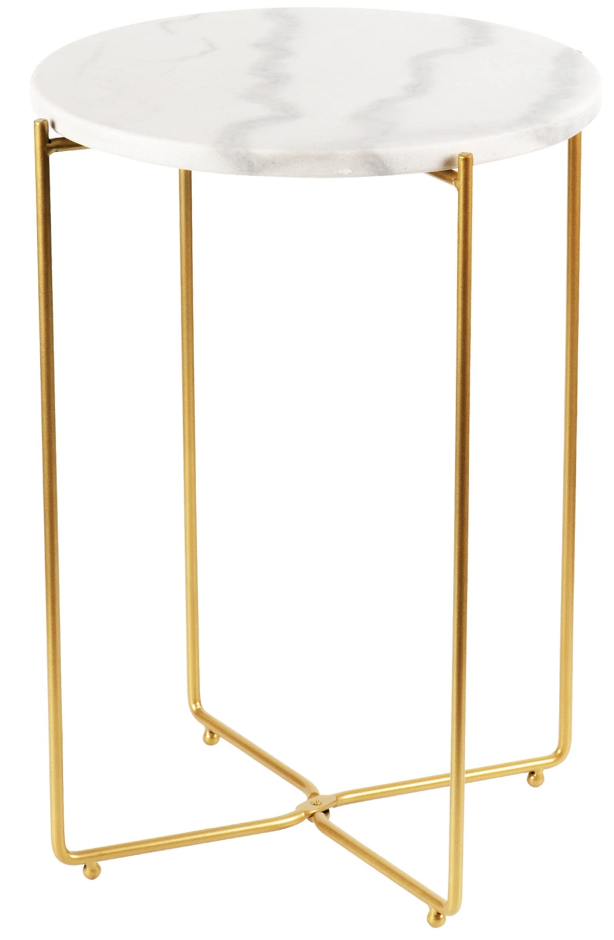 Real Marble Metal Round Side End Table with Pure Marble Top Modern Lightweiht