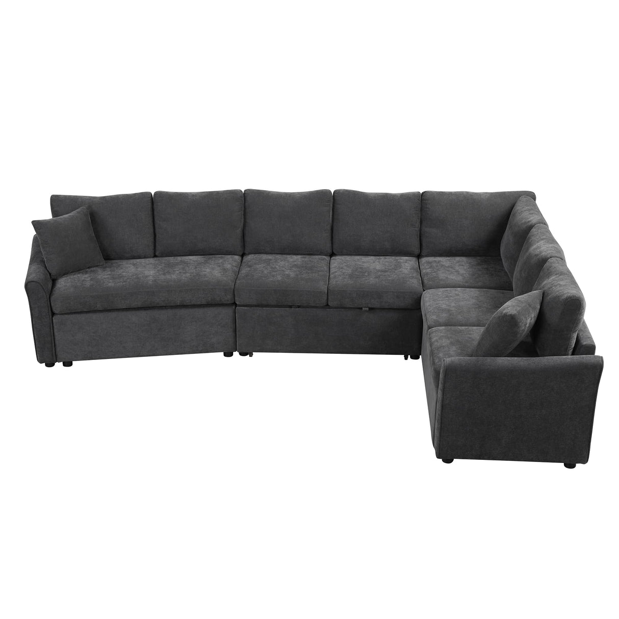125" Pull Out Sleeper Sofa Bed with 2 Back Pillows,Oversized L-Shaped Sectional