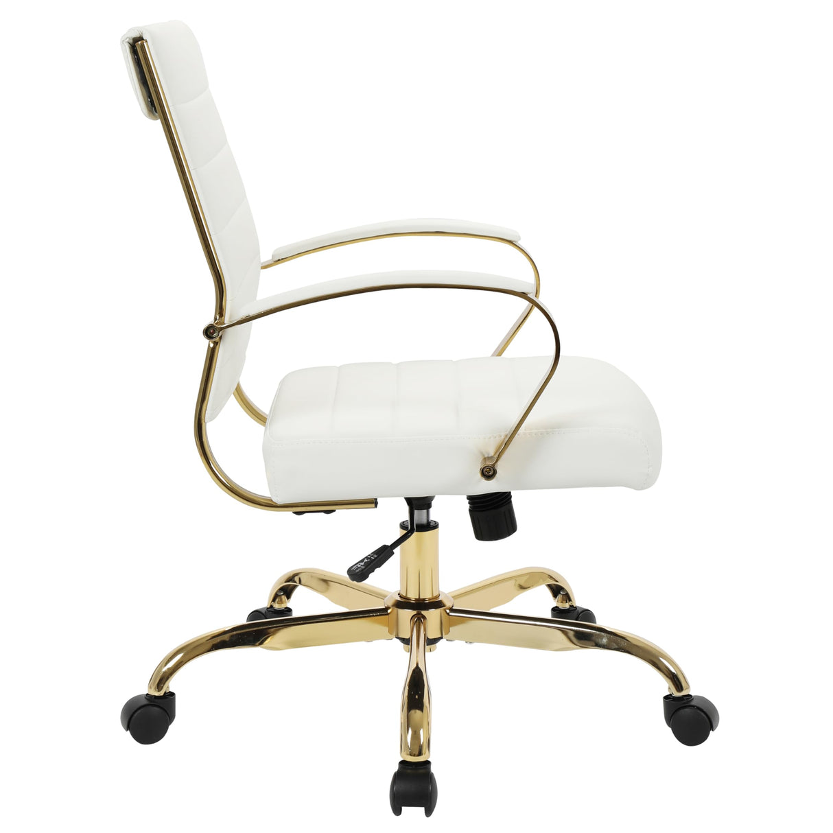 Mid-Back Ergonomic Office Chair - White Leather with Lumbar Support