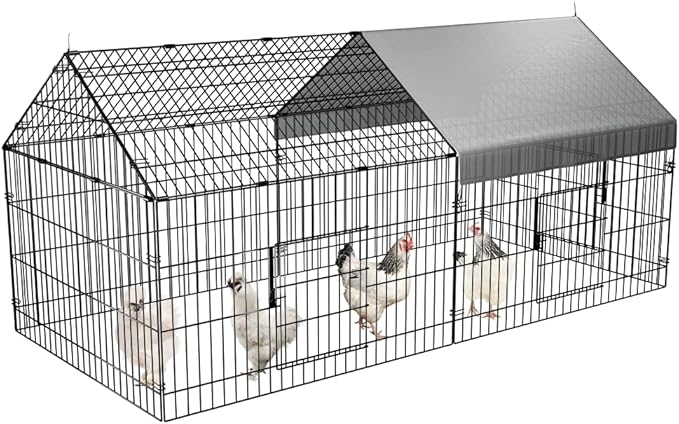 SunShield Foldable Chicken Pen with UV Roof & Gravity Lock