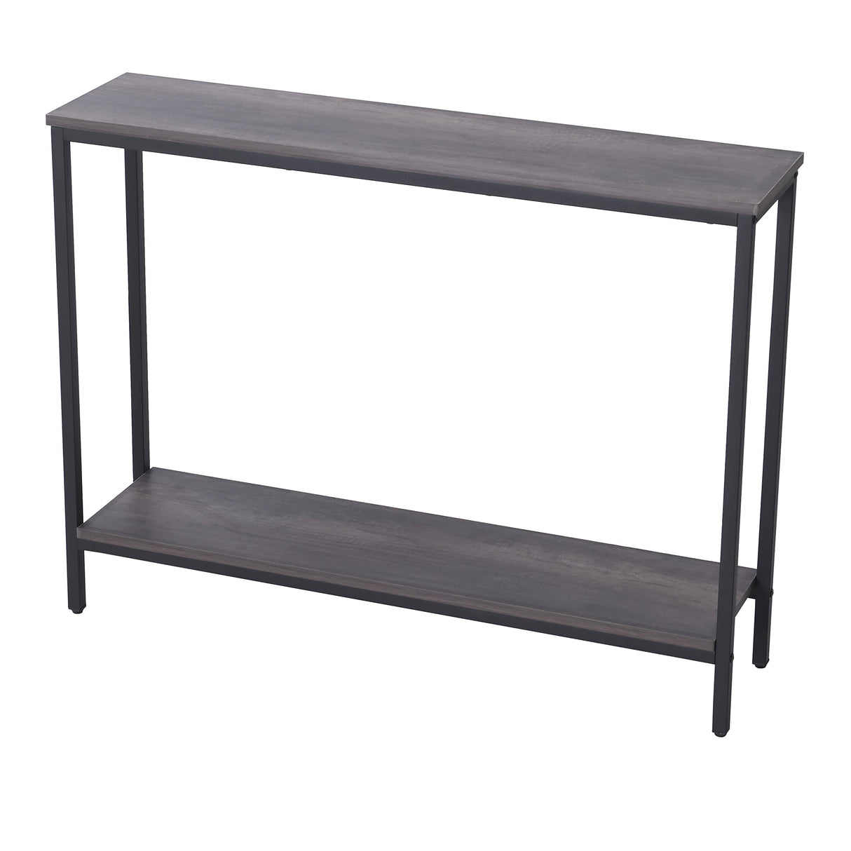 Modern Industrial Sofa Console Table for Living Room, Office (Dark Grey, Double Layer)