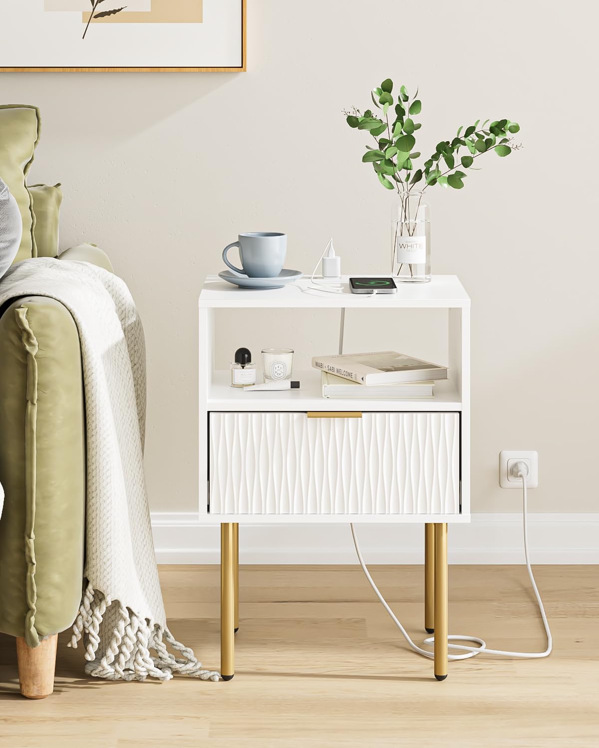 Stand Charging Station, Modern Bedside Table