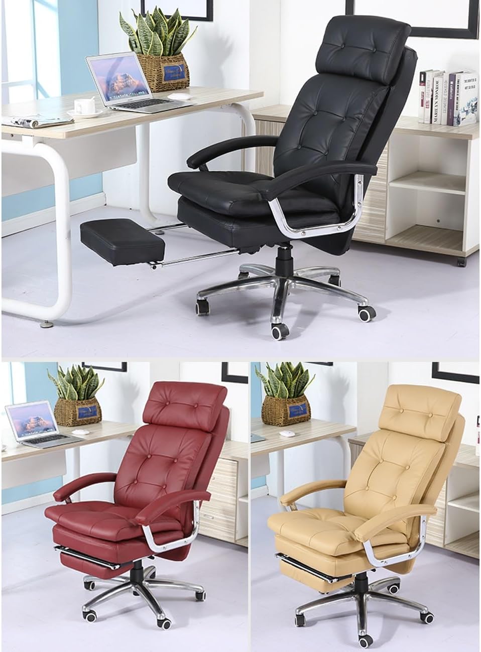 Ergonomic Office Chair, Sedentary Comfortable Cow Leather Executive Chair Boss Chairs