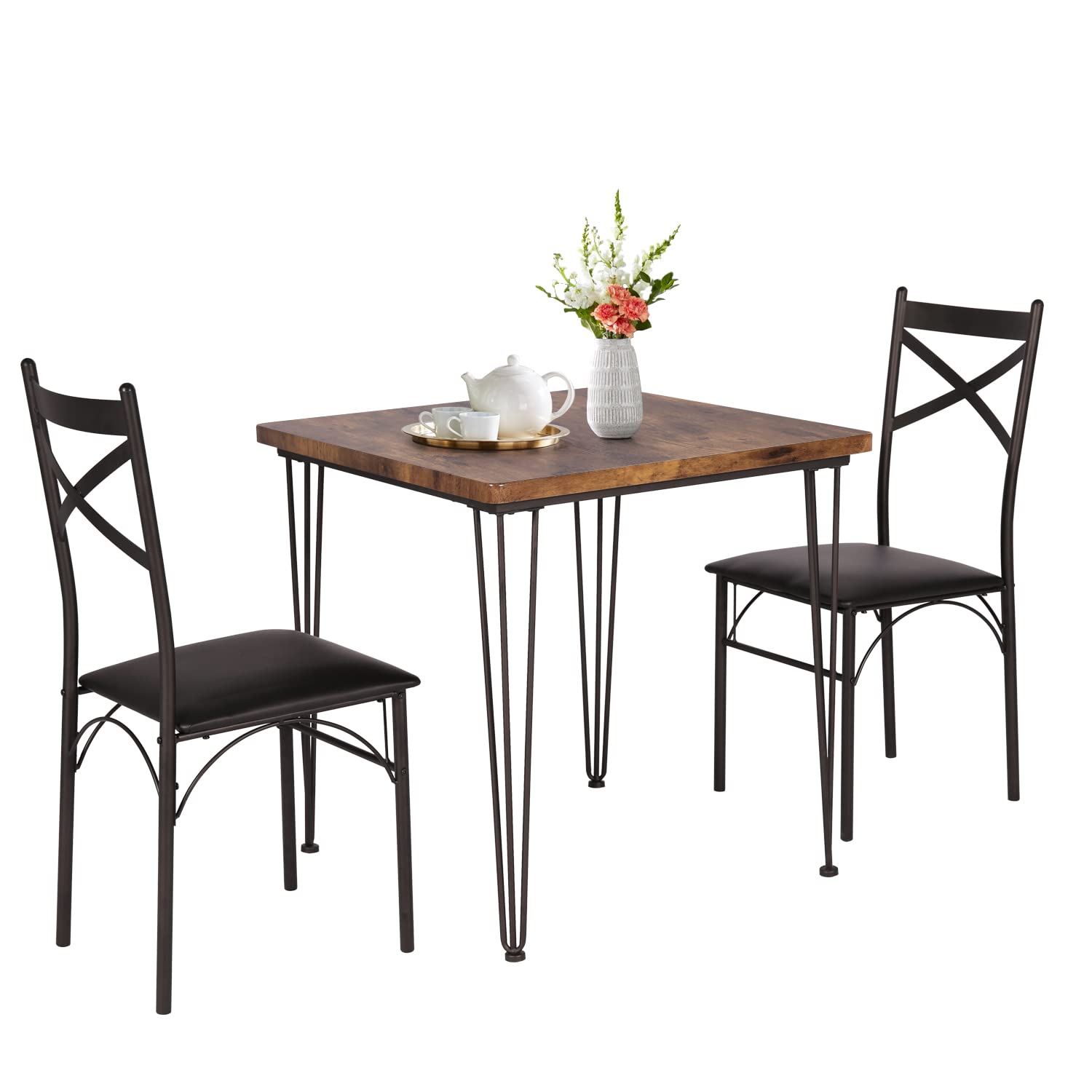 3 Piece Kitchen Room Chairs Set for Dinette, Breakfast Nook, Farmhouse, Small Space