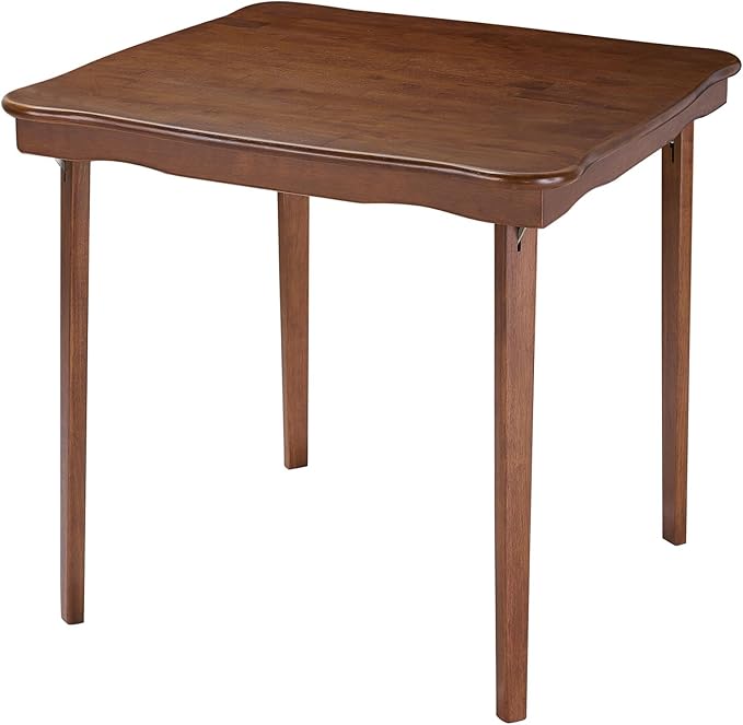 Stakmore Straight Edge Solid Wood Folding Card Table, Folds to Deep 3.38 Inches for Easy Storage,