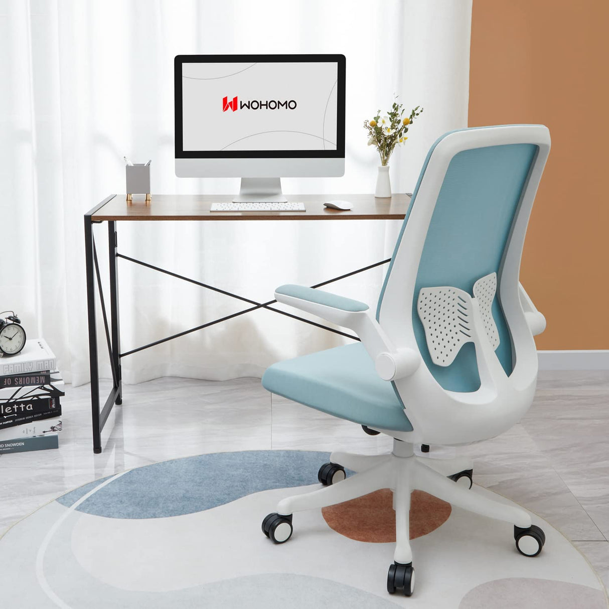 Folding Computer Desk No Assembly Small Desk 39” Study Writing Desk for Small