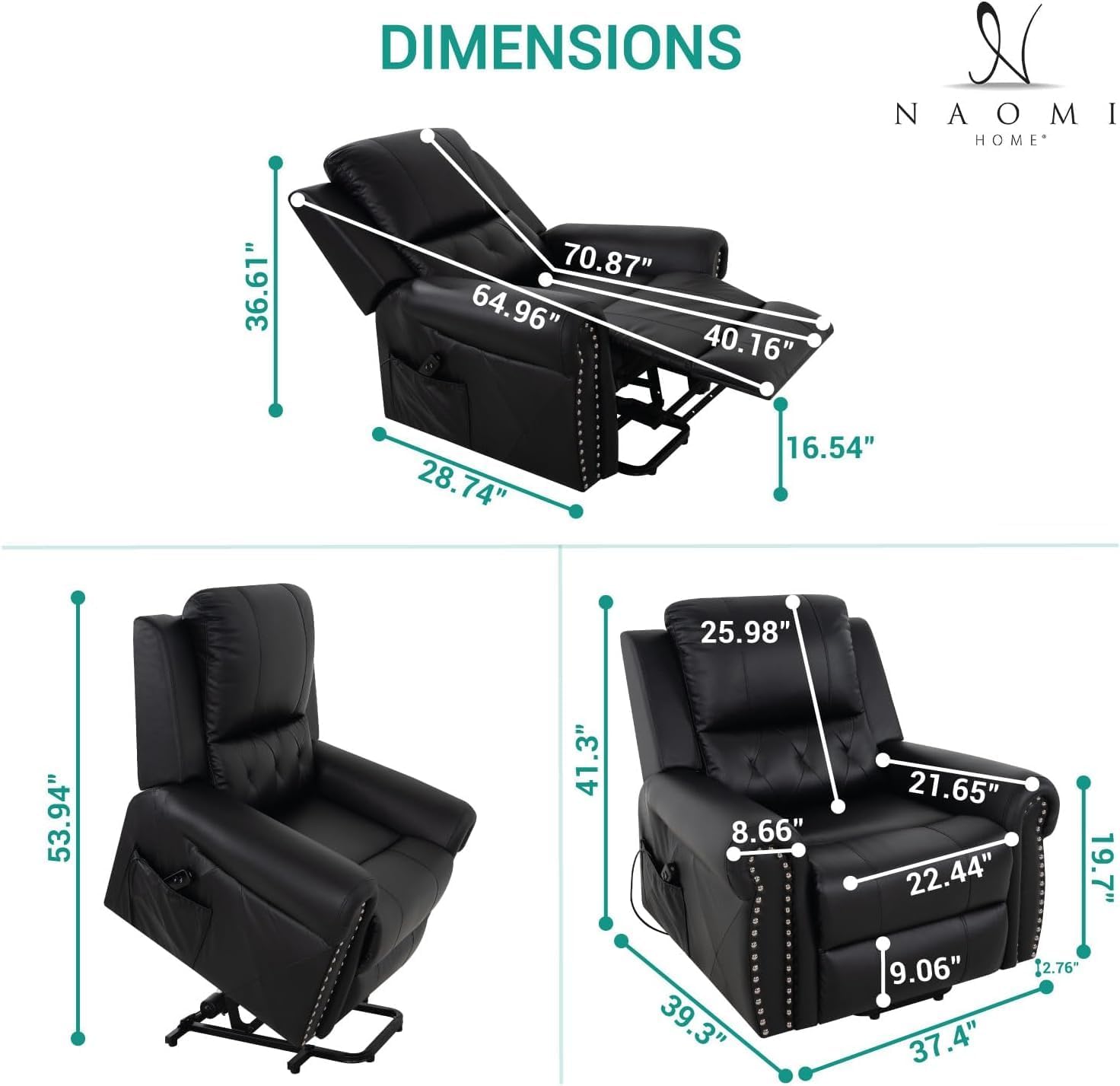 TatianaLux Air Leather Power Lift Recliner – Tufted Back &Remote Control