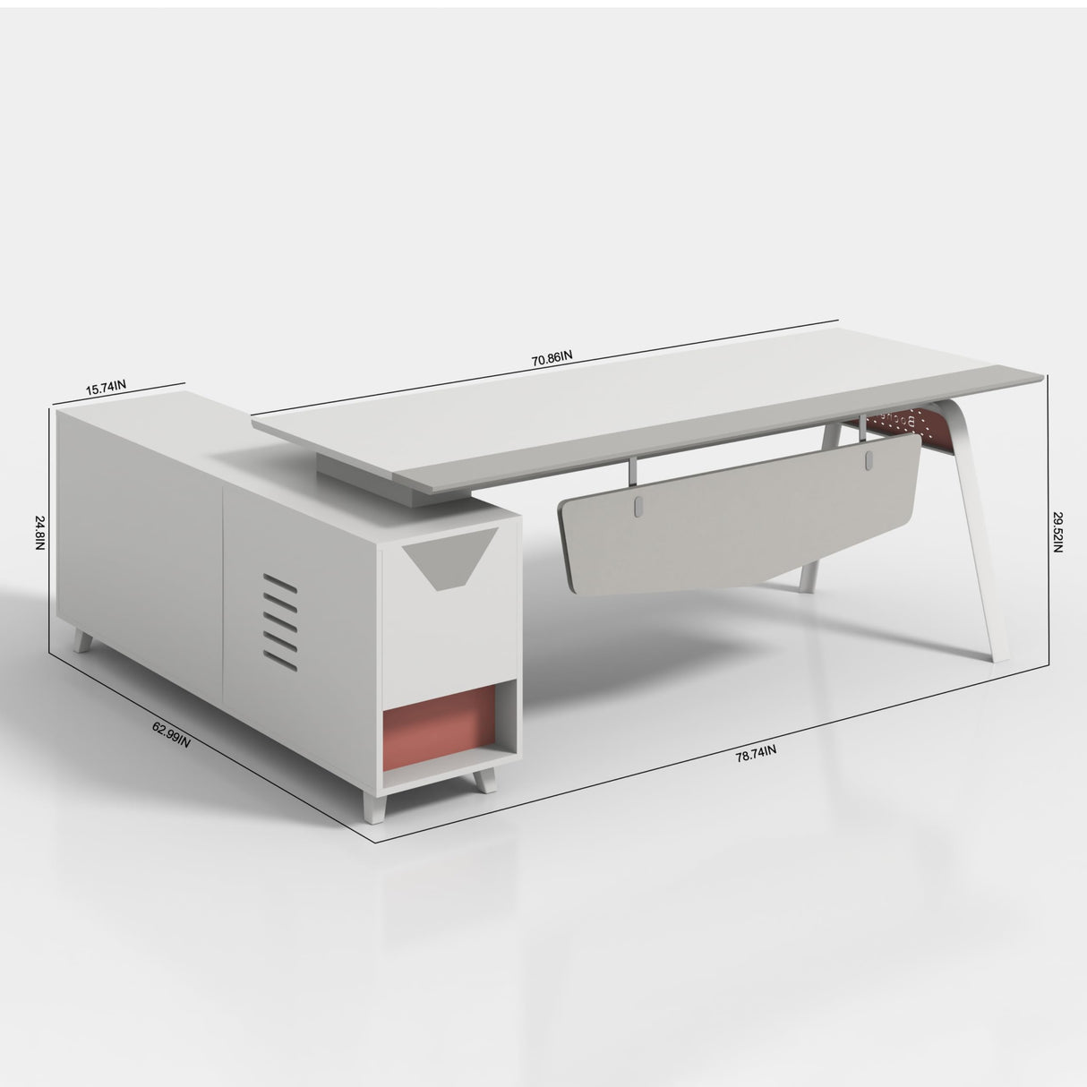 71'' L Shaped Executive Desk with 63'' Lateral File Cabinet Combo,Modern Executive Desk with Drawers,Large Warm White L Shaped Desk with Storage,Office Desk L Shape for Home Office Furniture