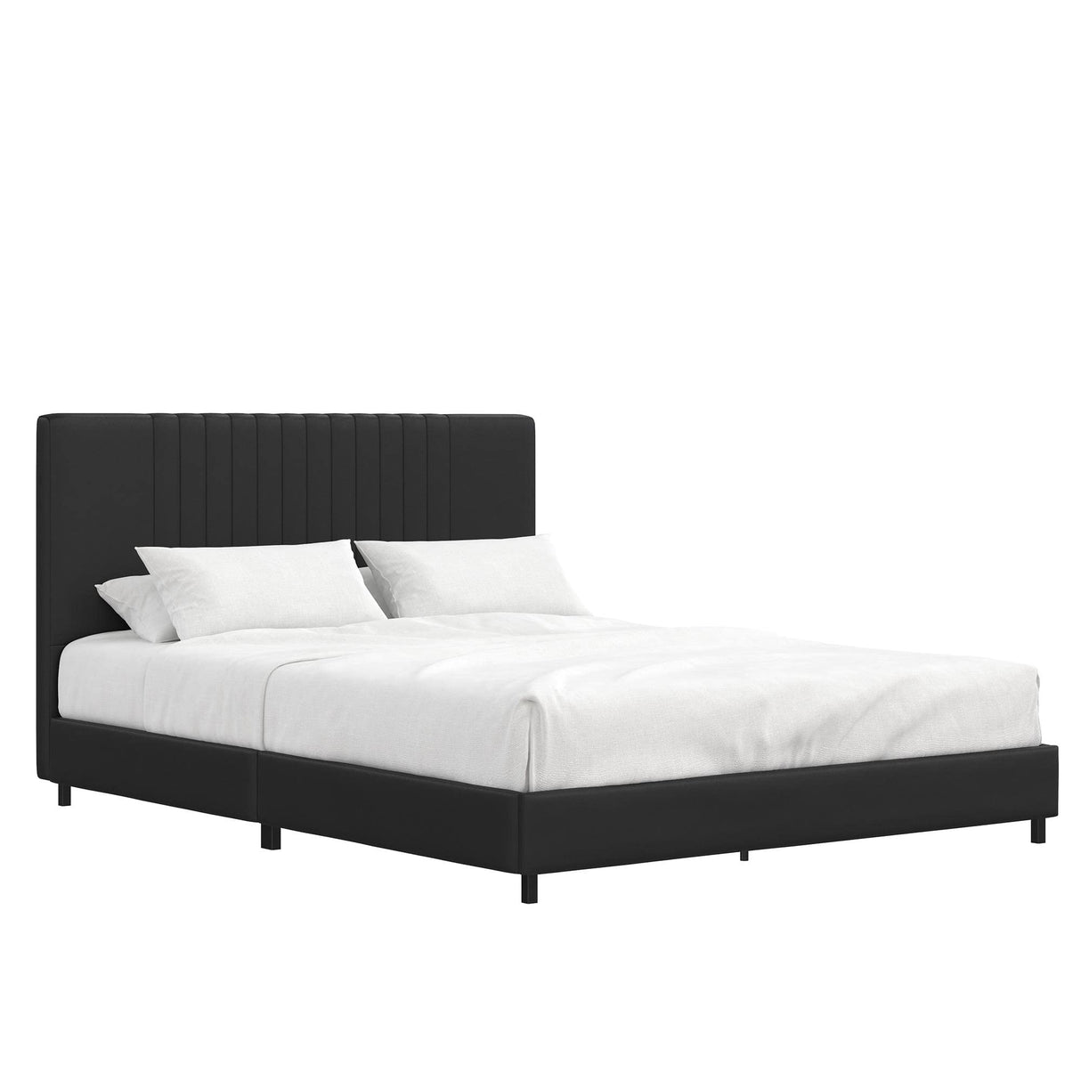 Rio Faux Leather Upholstered Platform Bed with Tufted Headboard