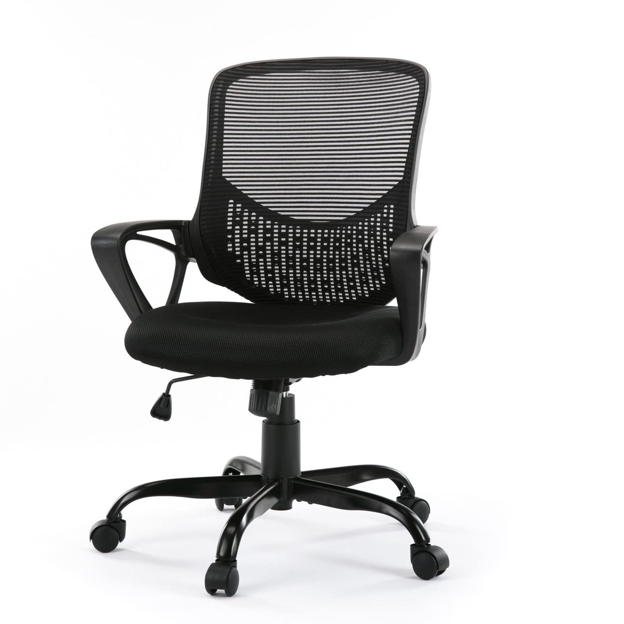 Chair Mesh Mid-Back Height Adjustable Swivel Chair Ergonomic Computer Desk Chair with Armrest for Home, Black