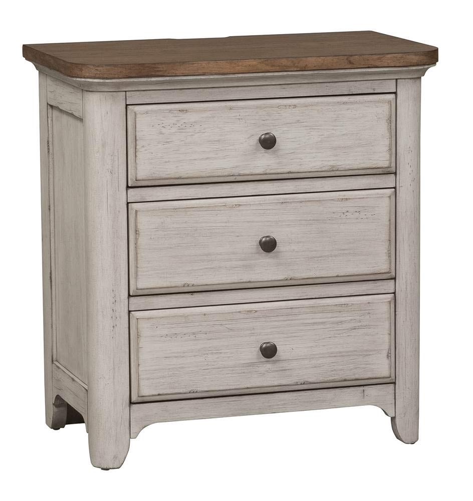 3 Drawer Night Stand w/Charging Station, White