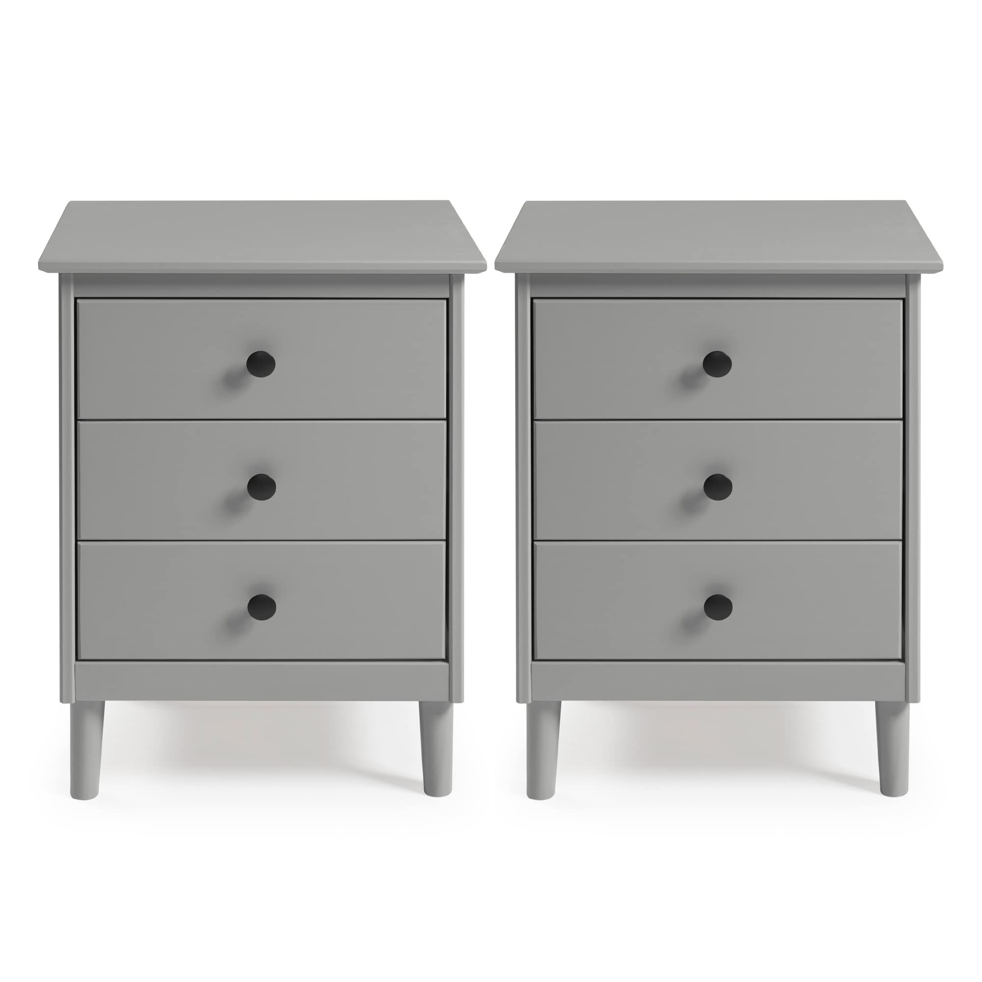 Myron Modern 3-Drawer Nightstands, Set of 2, Grey