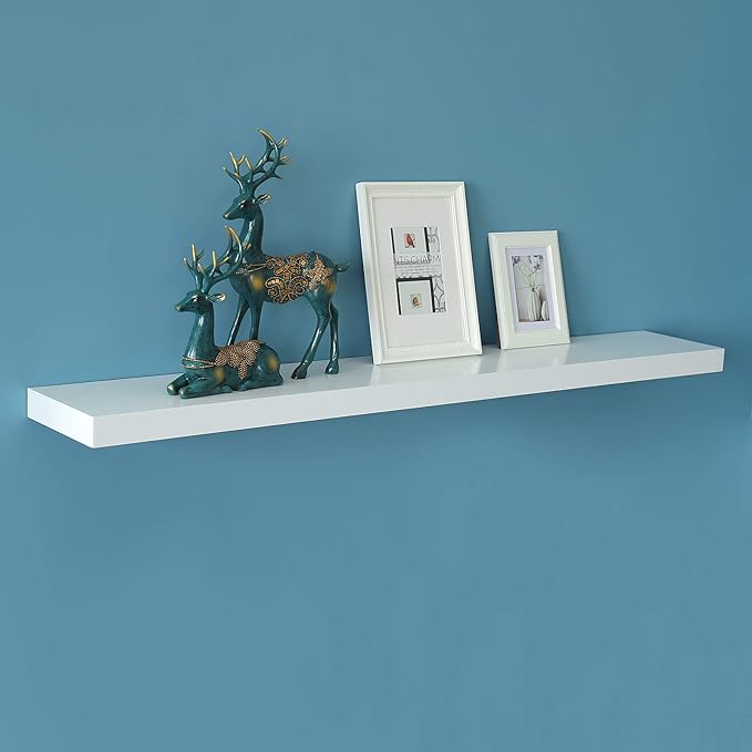 9" Deep White Floating Shelf Set of 2, Wall Shelves for Bathroom