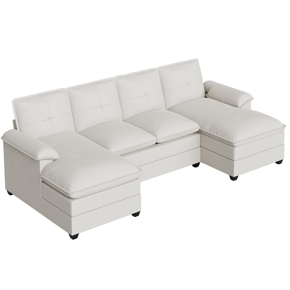 110" Sectional Sofa Couch, U-Shaped Modular Couch Sleeper