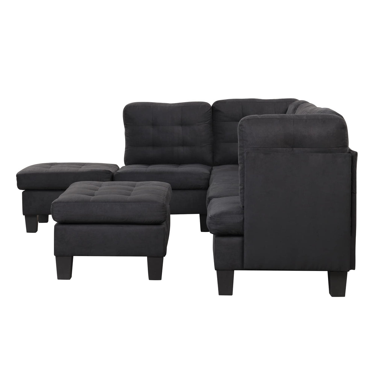 3 Piece Modern Tufted Micro Suede L Shaped Sectional Sofa Couch