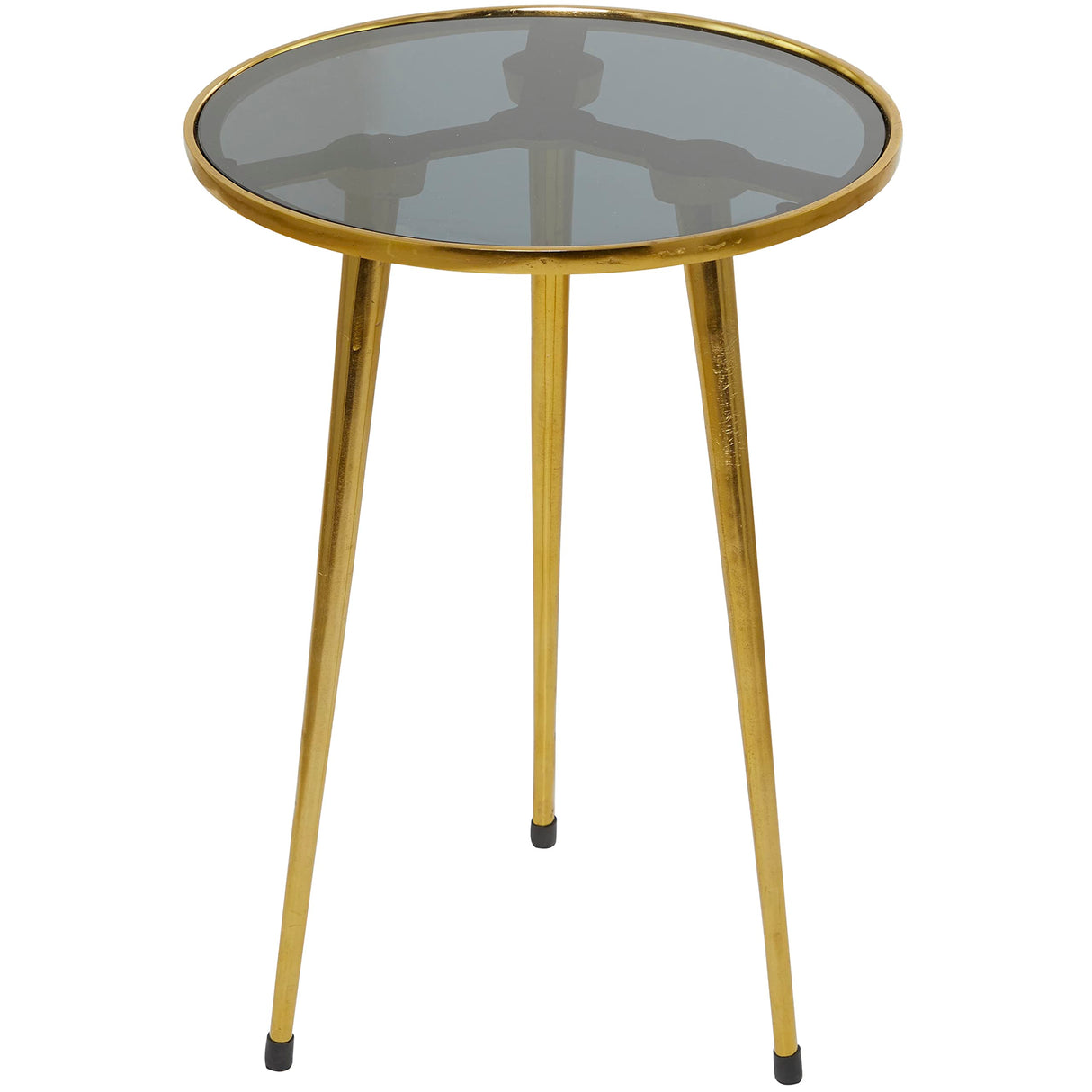 Aluminum Accent Table with Shaded Glass Top, 15" x 15" x 22", Gold