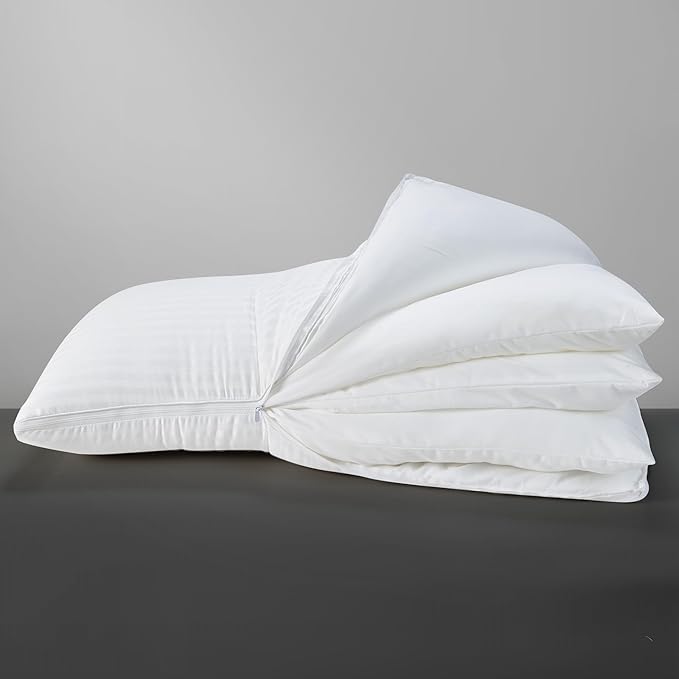 Pillows Set of 2, Fluffy 3 Layer Bed Pillows for Sleeping, Cotton Fabric Pillows
