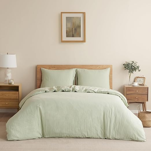 100% Linen Duvet Cover, Pure Natural French Flax Linen with 8 Corner Ties