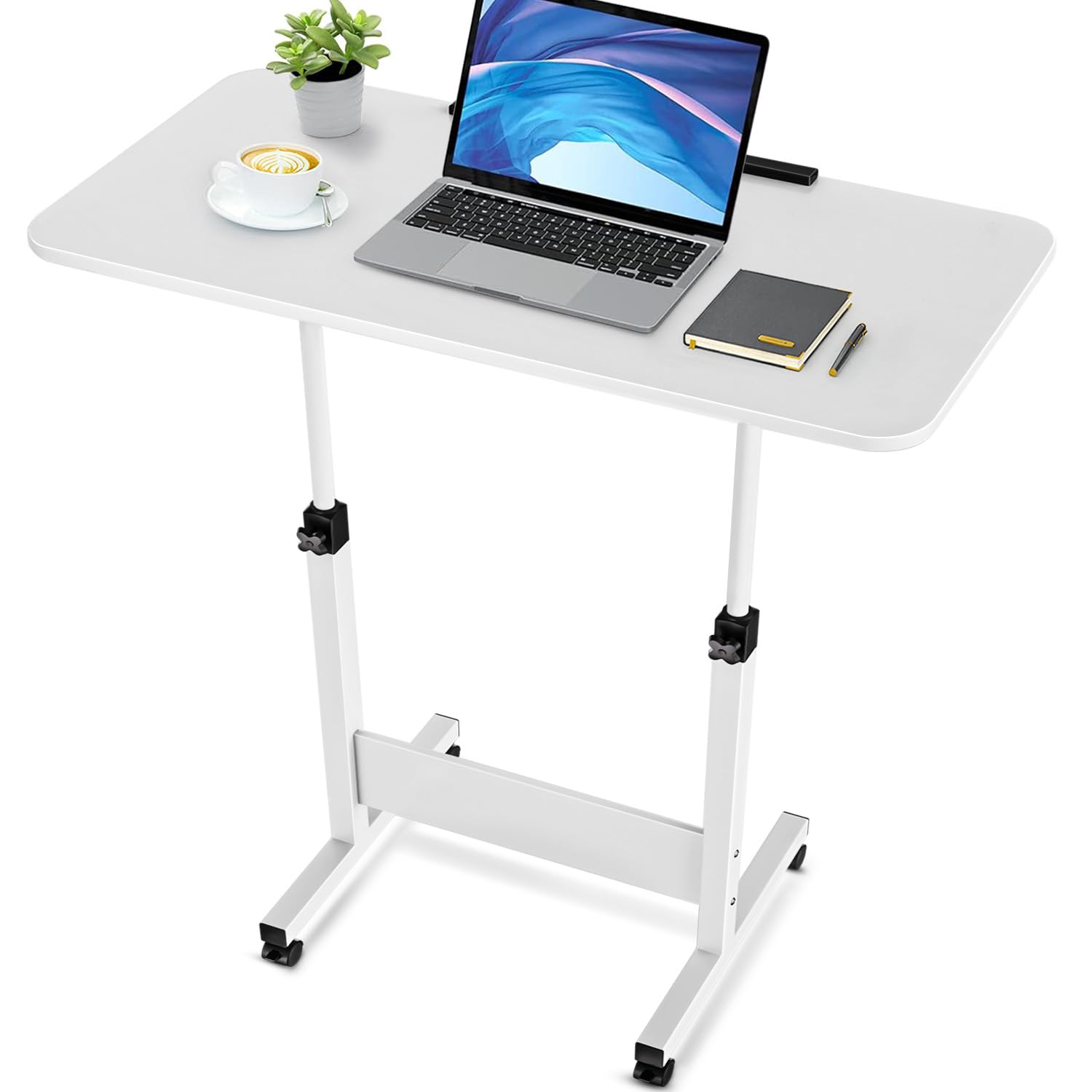Tiltable Standing Desk Adjustable Height, Portable Foldable Desk with Wheels