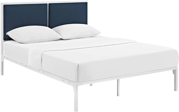 Della Fabric Bed, King, White Gray