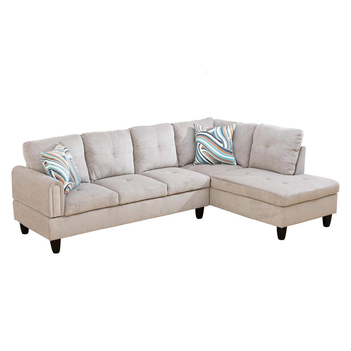 Sofas & Couches, Right Chaise, Grey White-Corduroy