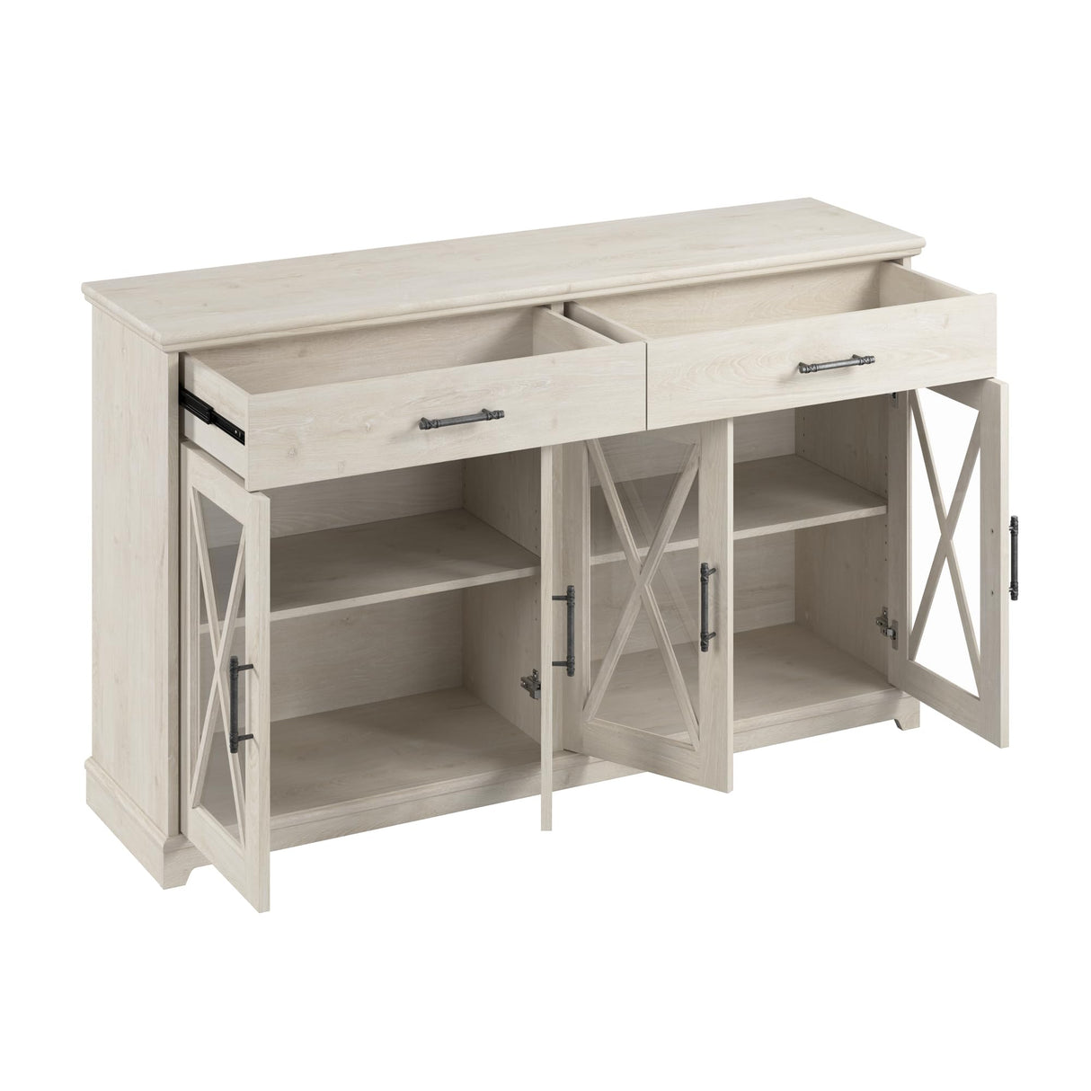 Lennox 60W Farmhouse Sideboard Buffet Cabinet with Drawers in Linen