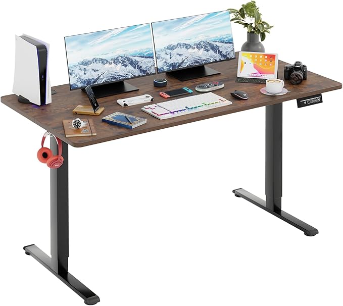 Electric Standing Desk 55x24 Inch Height Adjustable Computer Desk Large Space Office