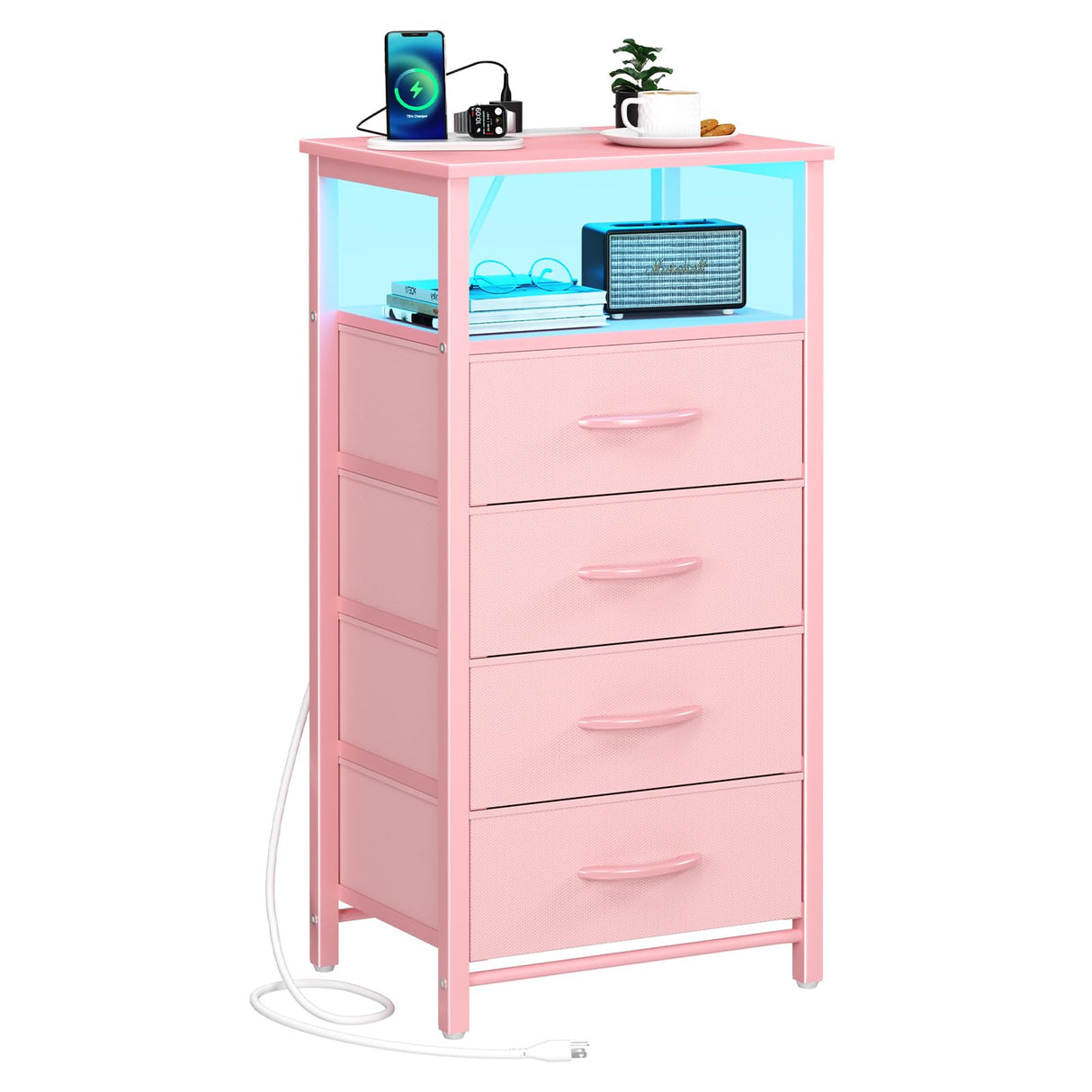 Small Dresser for Bedroom, LED Nightstand