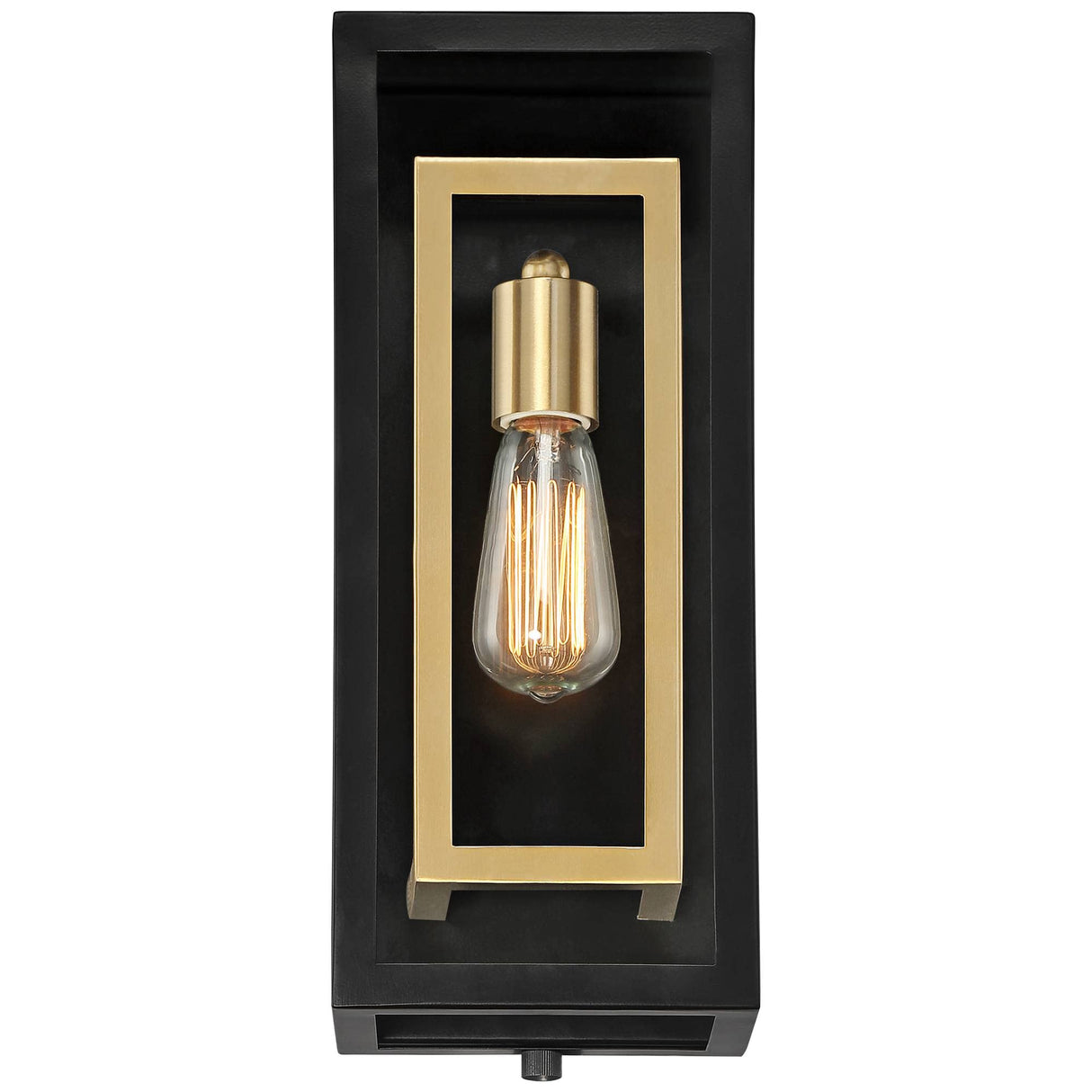 Double Box Industrial Outdoor Wall Light Fixture Matte Black Warm Brass Metal 15 1/2" Clear