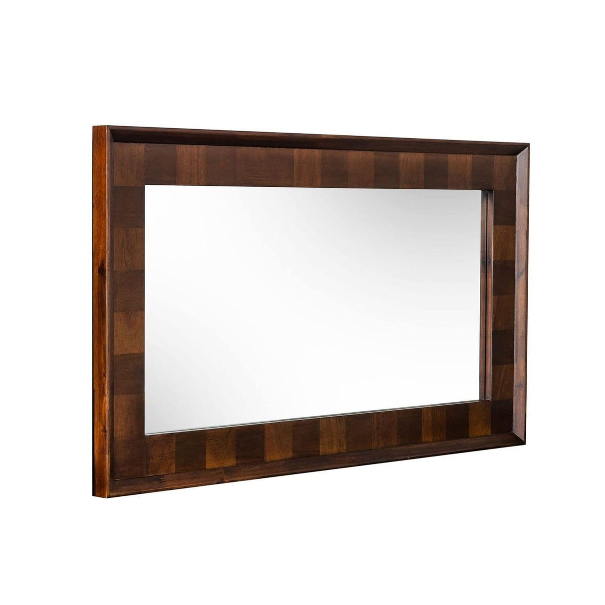 CID 43 Inch Modern Wall Mirror, Molded Frame, Dark Dual Tone Brown