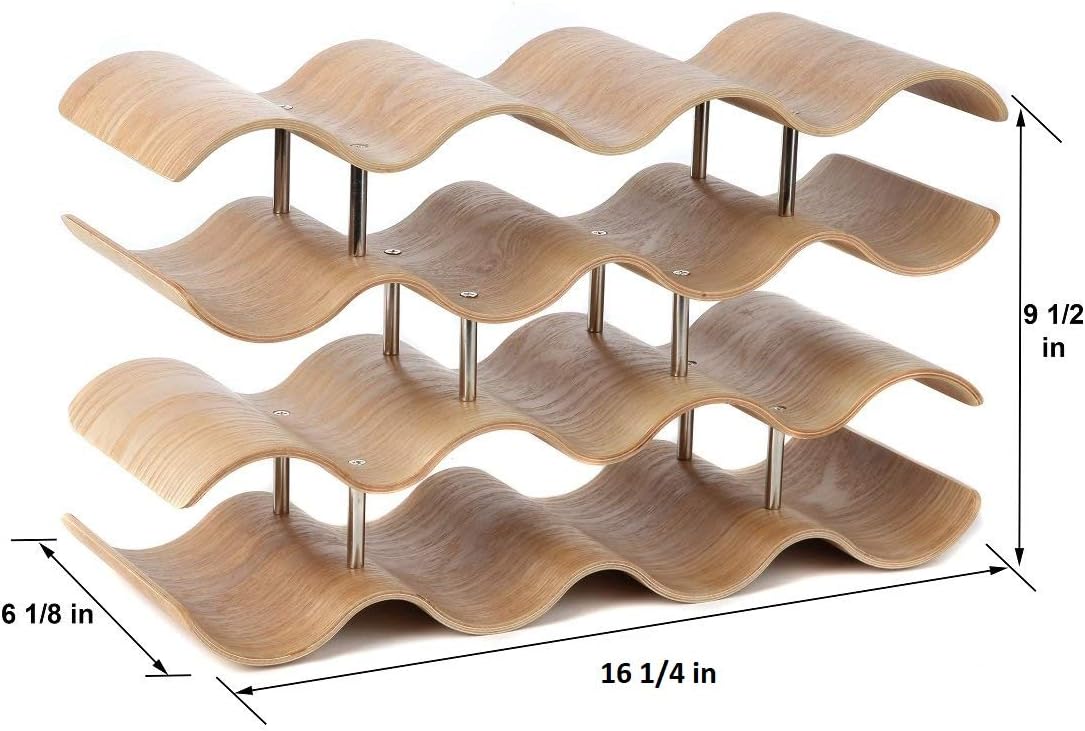 Countertop Wave Wine Rack, Wood, Elegant and Modern, Table Top Wine Storage