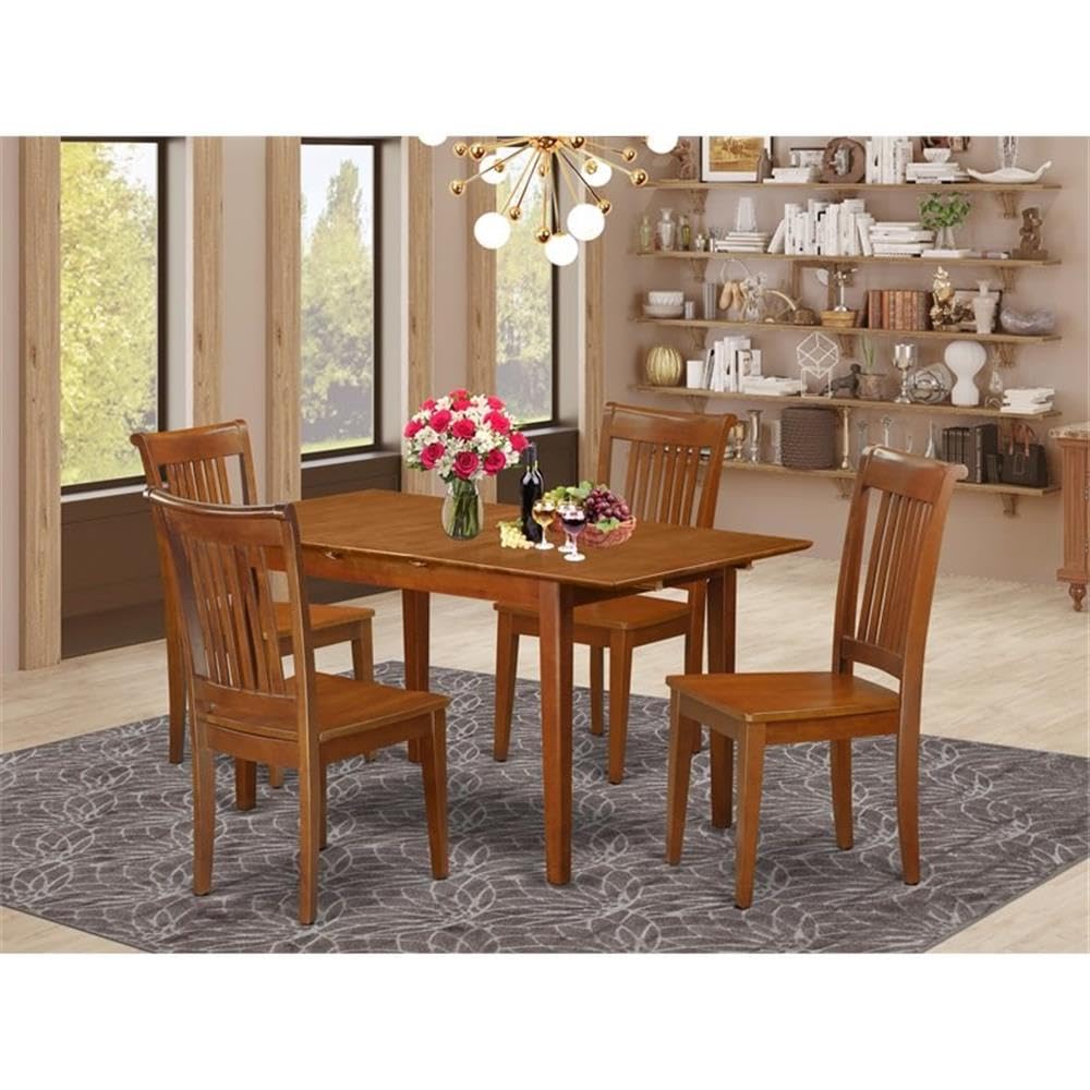 PSPO5-SBR-W 5 Piece Dining Set Includes a Rectangle Dining Room Table