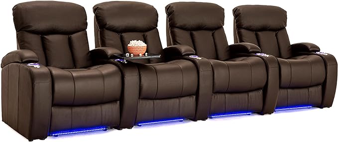 Grenada Home Theater Seating, Living Room, Top Grain Leather 7000, Power Recline