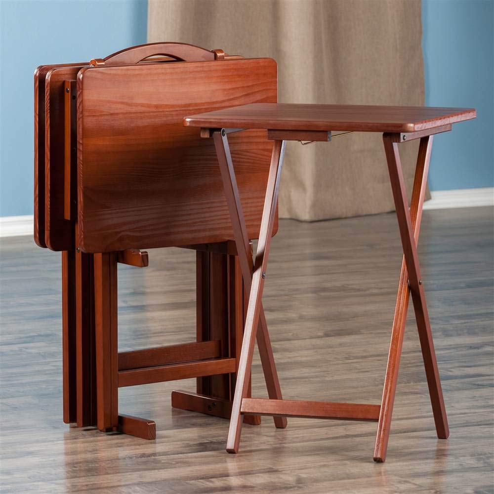 Alex Snack Table, Walnut, 19.06x14.57x25.98, 5-PC Set