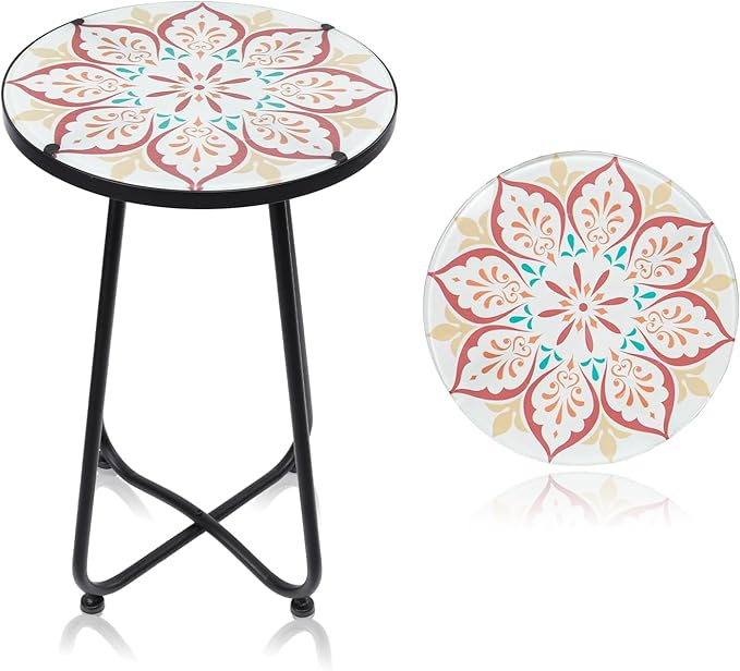 Patio Side Table Outdoor Accent Table Bistro Coffee Table Plant End Table