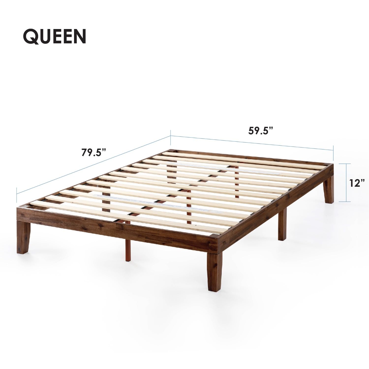 Naturalista Classic - 12 Inch Solid Wood Platform Bed with Wooden Slats