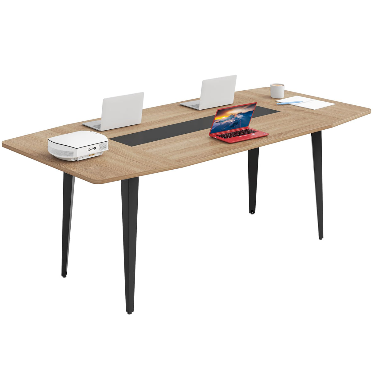Conference Table, 70.86L x 35.43W x 29.52H Inches Boat Shaped Meeting Table, Modern