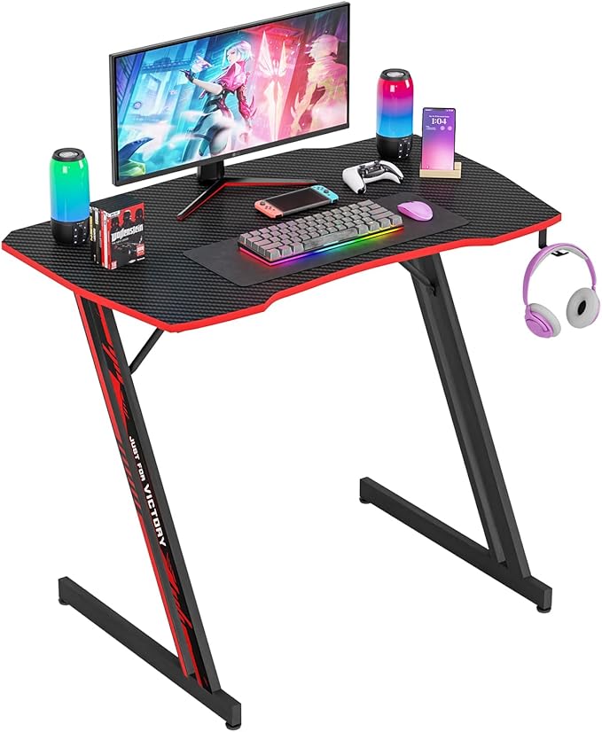 47 Inch Modern Z-Shaped Gaming Desk Computer Desk for Home Office