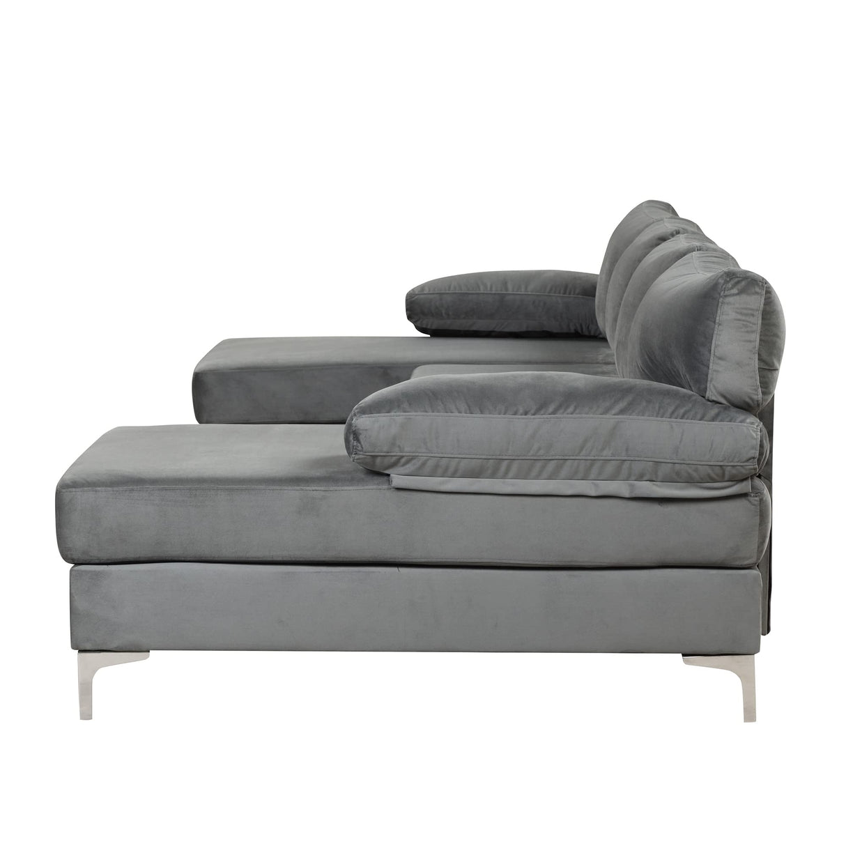 Large Velvet Fabric U-Shape Sectional Sofa, Double Extra Wide