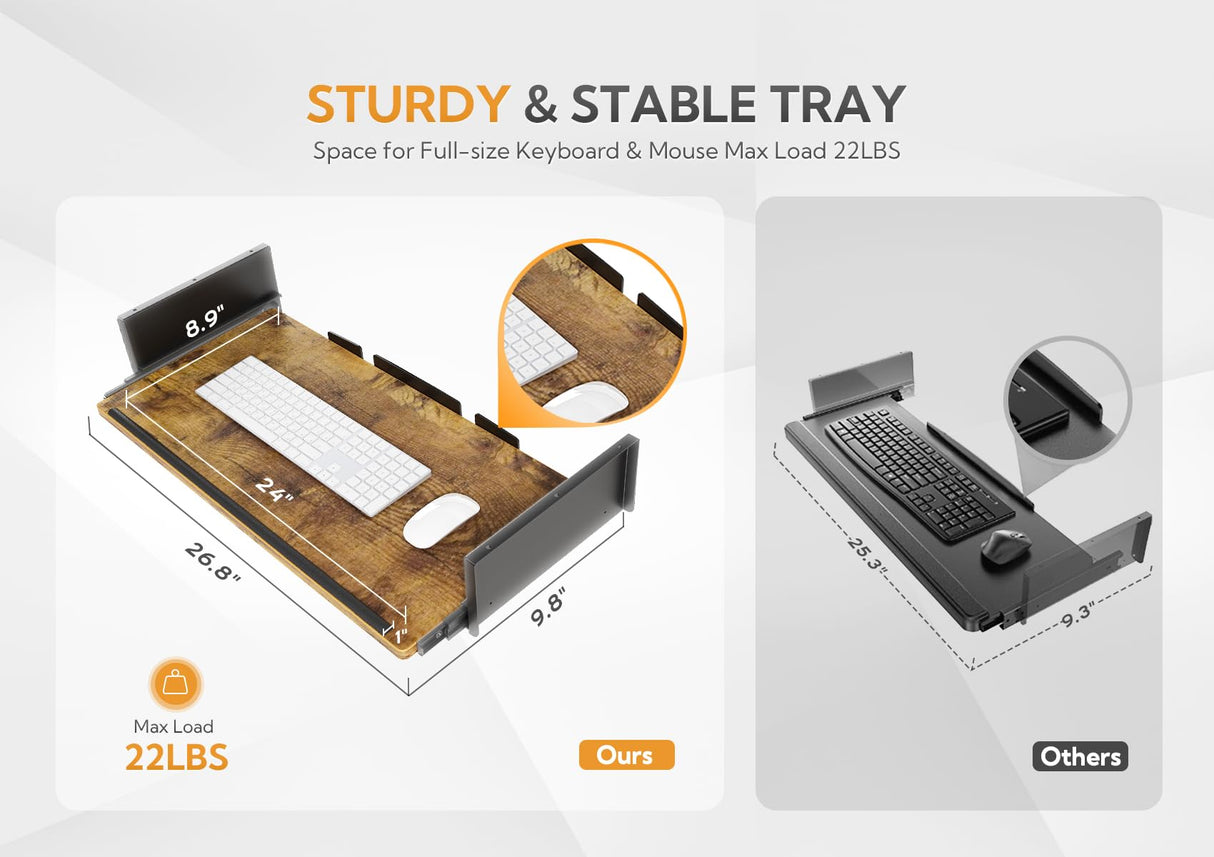 Desk with Keyboard Tray, Standing Desk Adjustable Height, Raising Desks for Home Office and Computer Workstation, 48 Inches, Rustic Brown