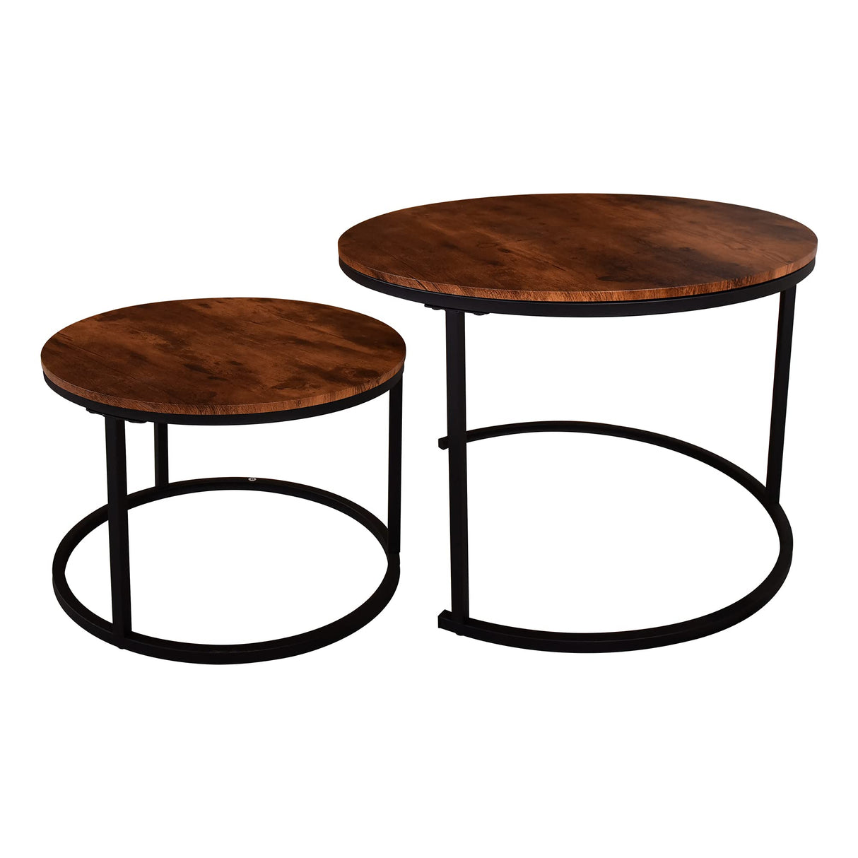 Round Coffee Table Set of 2 Modern Nesting Side End Table for Living Room
