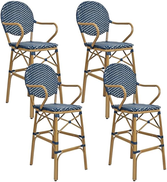 Outdoor Bar Stools Set of 2 | 30 Inch Bar Height Rattan Patio Barstools